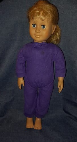 Vintage 1998 Battat Our Generation Doll Short Blonde Hair Blue Eyes Purple Rompe - Thumbnail 2