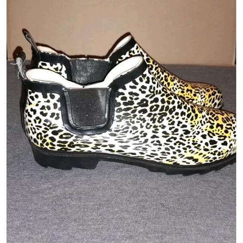 Just Be Leopard Print Ankle Rain Boots Women’s Size 10 Slip-On Waterproof - Thumbnail 5