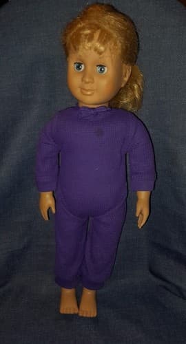 Vintage 1998 Battat Our Generation Doll Short Blonde Hair Blue Eyes Purple Rompe - Thumbnail 3