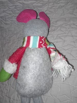 Christmas 18.5" Gray Mouse Shelf Sitter Long Legs Adorable & Cute Holiday - Thumbnail 3
