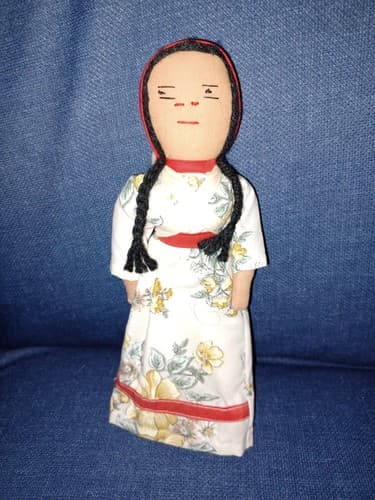 South American Traditional Folk Art Mother Rag Doll w/ Baby On Her Back 10" - Image 1