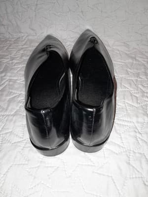Spring Women’s Pumps Size 42 Narrow Black Faux Leather Pointed Toe Block Heel - Thumbnail 3