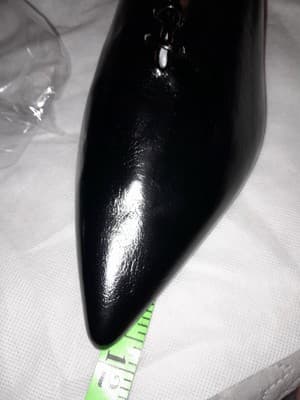 Spring Women’s Pumps Size 42 Narrow Black Faux Leather Pointed Toe Block Heel - Thumbnail 10