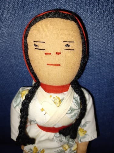 South American Traditional Folk Art Mother Rag Doll w/ Baby On Her Back 10" - Thumbnail 2
