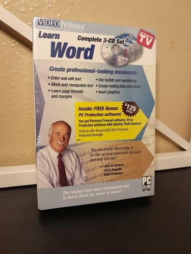 Video Professor Learn Word Complete 3-CD Set Vintage NEW Factory Sealed - Image 1