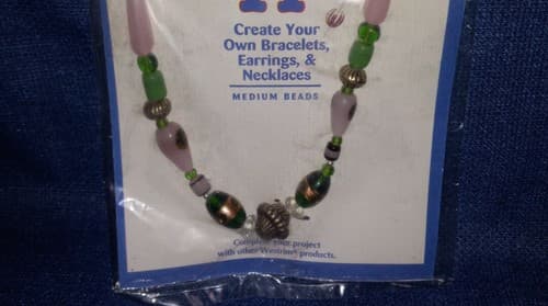 Pink & Green Medium Size Beads Glass & Metallic You Bead It By Westrim Beads 12" - Thumbnail 4