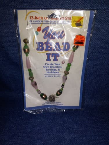 Pink & Green Medium Size Beads Glass & Metallic You Bead It By Westrim Beads 12" - Image 1