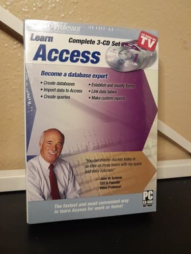 Video Professor Learn Access 3 CD Set PC CD Rom Software RARE Brand New Sealed - Image 1