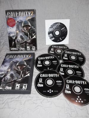 Call Of Duty 2 PC CD ROM 6 Disc Set Manual Slip Cover Bonus Disk #2 Vintage - Image 1