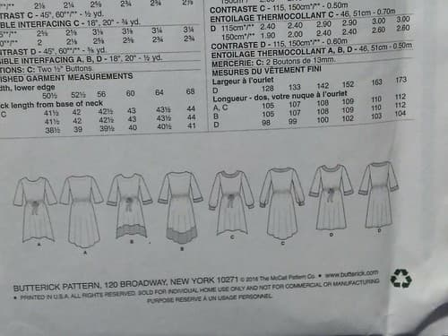 Butterick B6409 6409 ZZ Pattern Jewel Neck Drawstring Dress LRG XLG XXL UNCUT - Thumbnail 5