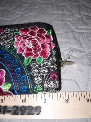 Cantata Embroidered Floral Clutch Wallet Large Zippered Wristlet NWT Boho Chic - Thumbnail 7