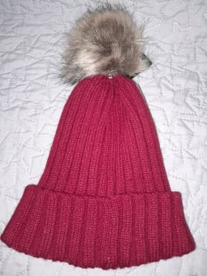 Studio H Bling Red With Striped Sequence & A Pompom Beanie Hat - Thumbnail 5