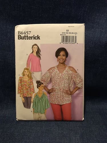 BUTTERICK B6457 E5 Womens Pattern SHIRT TOP TUNIC BLOUSE Sz 14 16 18 20 22 UC - Image 1