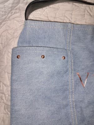 VICTORIAS SECRET Tote Purse Light Blue Denim Black Handle Shoulder Bag 19"x14" - Thumbnail 4