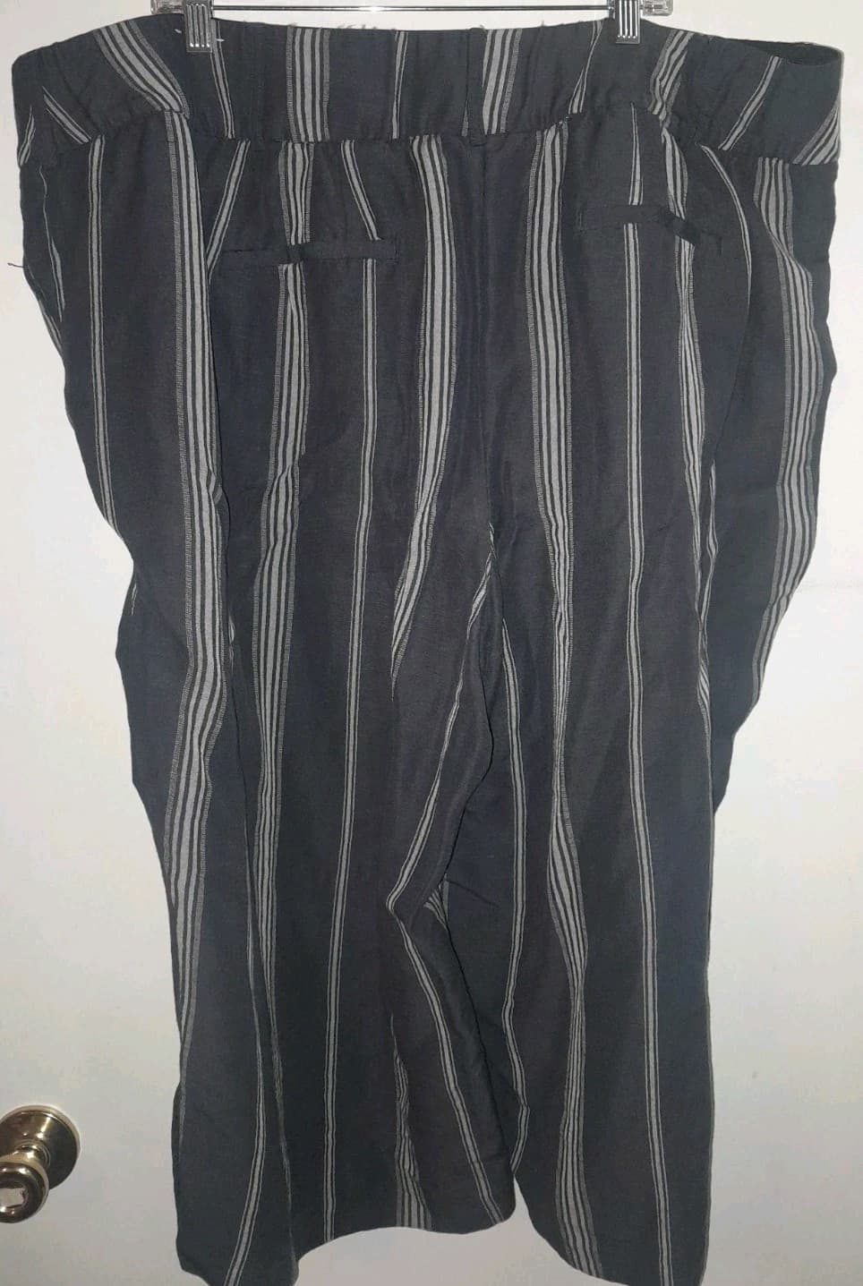 Lane Bryant 26 The Laney Black Striped Cropped Pant Casual Comfort 50"x20.5" - Thumbnail 10
