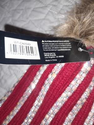Studio H Bling Red With Striped Sequence & A Pompom Beanie Hat - Thumbnail 4