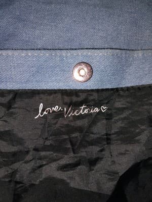 VICTORIAS SECRET Tote Purse Light Blue Denim Black Handle Shoulder Bag 19"x14" - Thumbnail 8