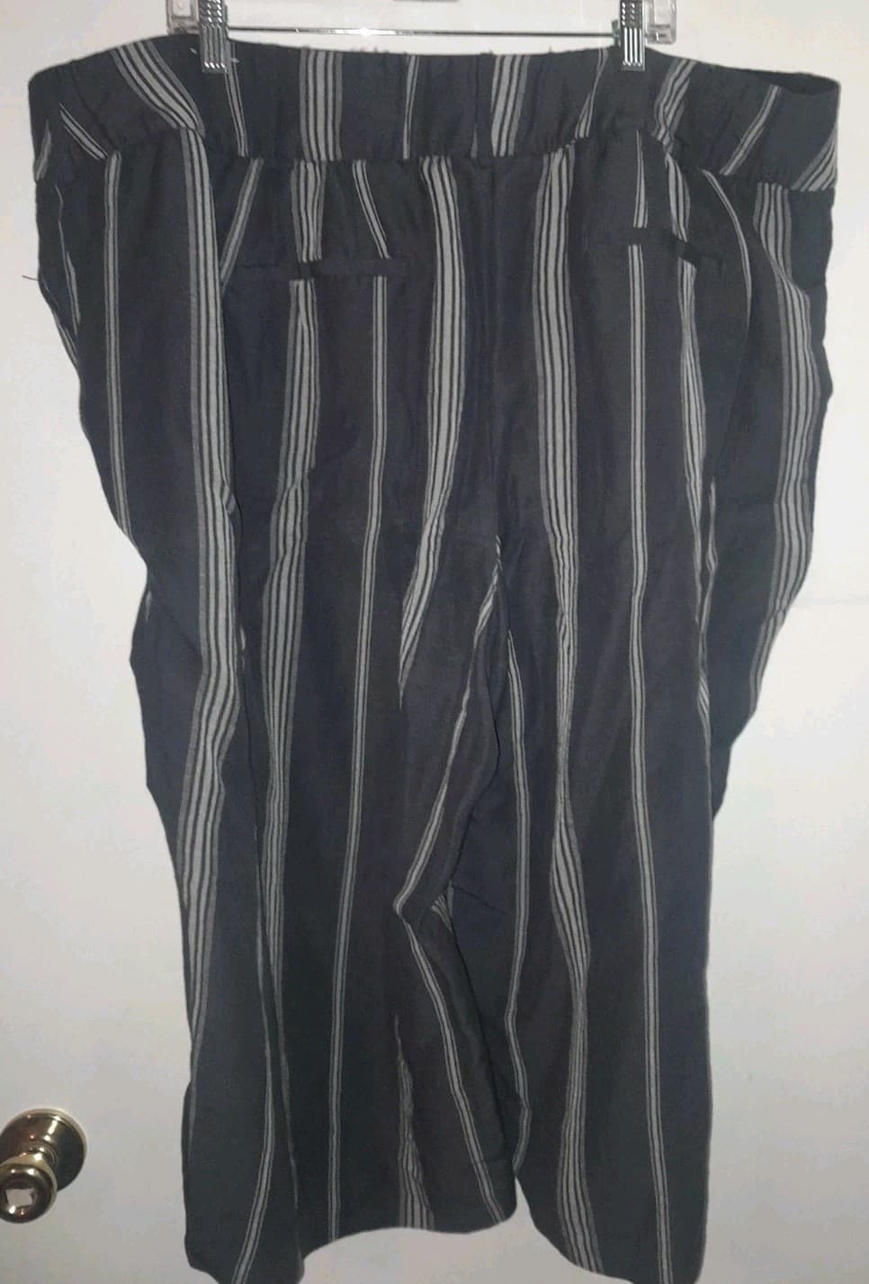 Lane Bryant 26 The Laney Black Striped Cropped Pant Casual Comfort 50"x20.5" - Thumbnail 11