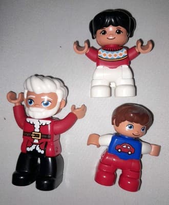 Lego Duplo Santa Claus Christmas & 2 Ville Figures Children Girl & Boy Lot Of 3 - Image 1