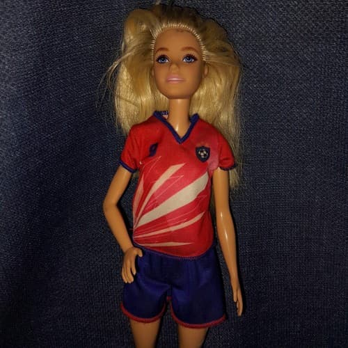 Mattel Barbie Doll You Can Be Anything Athlete Soccer Player 2019 Blonde Blue - Thumbnail 3