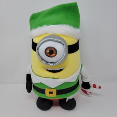 ILLUMINATION Minions Christmas Elf Plush Stuart Candy Cane Holiday ILLUMINATION - Image 1