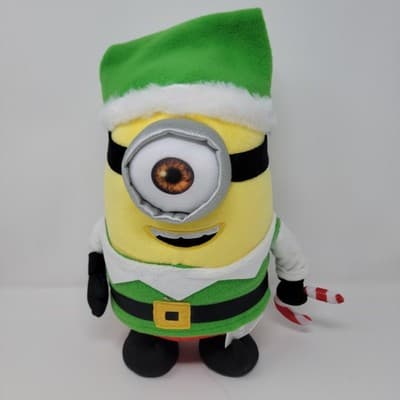ILLUMINATION Minions Christmas Elf Plush Stuart Candy Cane Holiday ILLUMINATION - Thumbnail 2
