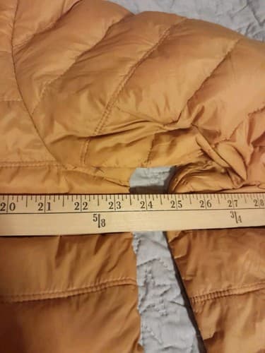 Tommy Hilfiger Women Jacket Mustard Puffer Logo Pockets Collar Sz L Natural Down - Thumbnail 8