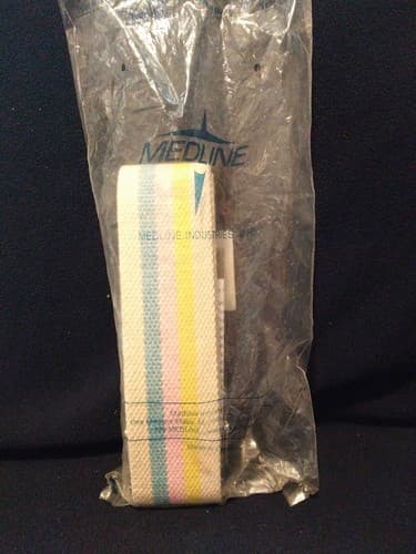 Patient Transfer Belt Cotton Web Metal Buckle 60" Blue Pink Yellow MEDLINE New - Thumbnail 2