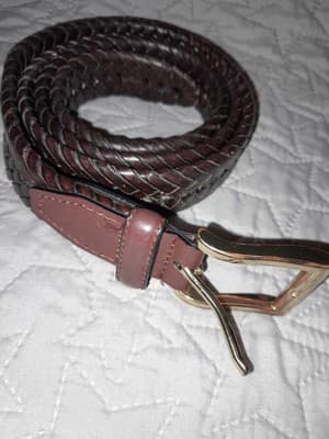 Handcrafted PAH Brown Braided Genuine Bonded Leather Belt 38/95 Brass Tone - Image 1