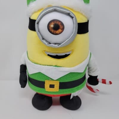 ILLUMINATION Minions Christmas Elf Plush Stuart Candy Cane Holiday ILLUMINATION - Thumbnail 3