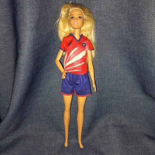 Mattel Barbie Doll You Can Be Anything Athlete Soccer Player 2019 Blonde Blue - Thumbnail 2