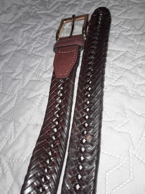 Handcrafted PAH Brown Braided Genuine Bonded Leather Belt 38/95 Brass Tone - Thumbnail 6