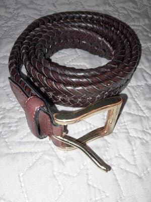 Handcrafted PAH Brown Braided Genuine Bonded Leather Belt 38/95 Brass Tone - Thumbnail 2