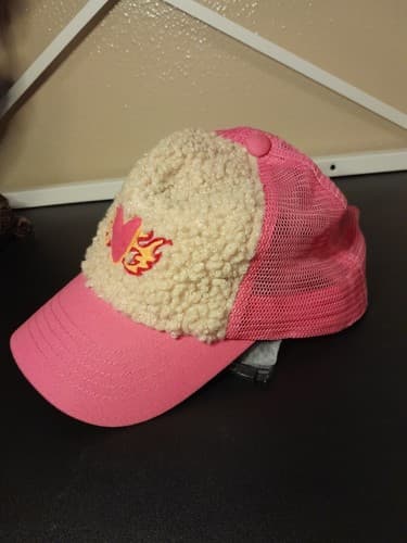 Wild Fable Women's Hat Cap Adjustable Strap Back Pink Fleece Heart with Flames - Thumbnail 3