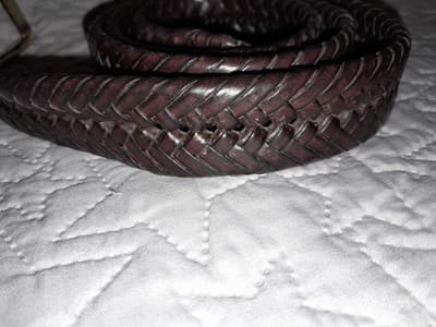 Handcrafted PAH Brown Braided Genuine Bonded Leather Belt 38/95 Brass Tone - Thumbnail 3