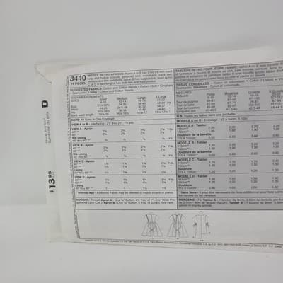 MCCALLS 3440 Apron Pattern Womens All Sizes Retro Collection UC Sewing Pattern - Thumbnail 3