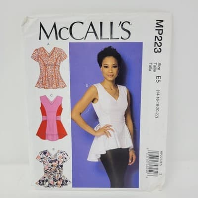 MCCALLS MP223 Sewing Pattern Womens Blouse 223 Misses 14-22 Peplum Rare OOP - Image 1