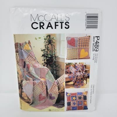 MCCALLS P489 Crafts Sewing Pattern 489 Quilt Throw Pillow Rag Style Patchwork - Thumbnail 2