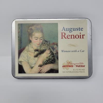 Woman and Cat Femme au chat Auguste Renoir The Tin Box 8x10 100 Pcs Puzzle - Thumbnail 2