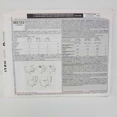 MCCALLS M5723 Crafts Dog Coat Sewing Pattern 5723 Small Medium Large Uncut - Thumbnail 4