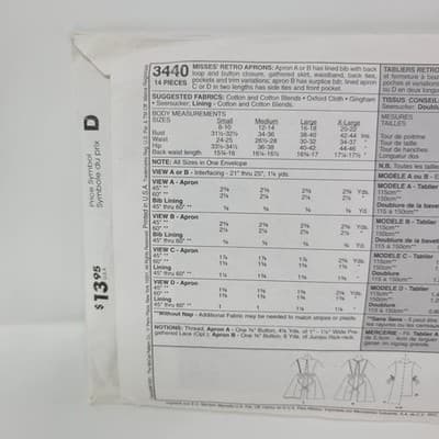 MCCALLS 3440 Apron Pattern Womens All Sizes Retro Collection UC Sewing Pattern - Thumbnail 5