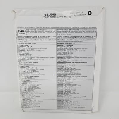 MCCALLS P489 Crafts Sewing Pattern 489 Quilt Throw Pillow Rag Style Patchwork - Thumbnail 4