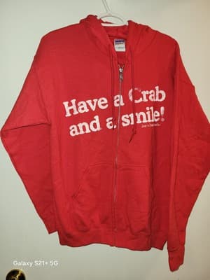 Joe's Crab Shack Red Hoodie Have A Crab And A Smile! Joes Stuff M $35.99 NWT - Image 1