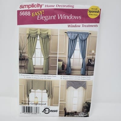 Simplicity 5688 Pattern Elegant Window Curtains Valance Drapes EASY Decor UC New - Image 1