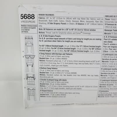 Simplicity 5688 Pattern Elegant Window Curtains Valance Drapes EASY Decor UC New - Thumbnail 5