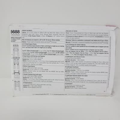 Simplicity 5688 Pattern Elegant Window Curtains Valance Drapes EASY Decor UC New - Thumbnail 3
