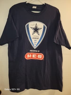 Dallas Cowboys Football Academy HEB XL Blue T-Shirt w/ 2 Silver Autographs - Thumbnail 2