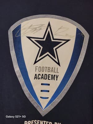 Dallas Cowboys Football Academy HEB XL Blue T-Shirt w/ 2 Silver Autographs - Thumbnail 4