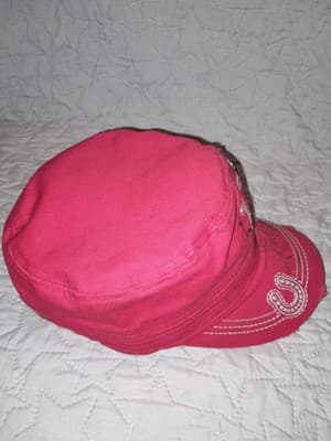 Pit Bull Cadet Cap Hat Adjustable Lucky Horseshoe Rhinestones Red Cotton Leader - Thumbnail 5