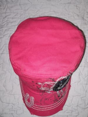 Pit Bull Cadet Cap Hat Adjustable Lucky Horseshoe Rhinestones Red Cotton Leader - Thumbnail 6